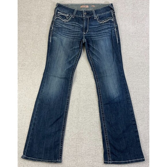 Ariat REAL Jeans Bootcut Women's 32L Mid Rise Stretch Western Embroidered Denim - Picture 1 of 12